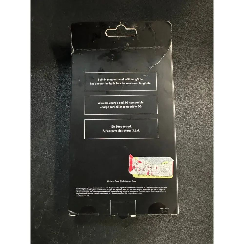 New Kate Spade Iphone 15/14/13 Black & White Floral with Gems Protective Case